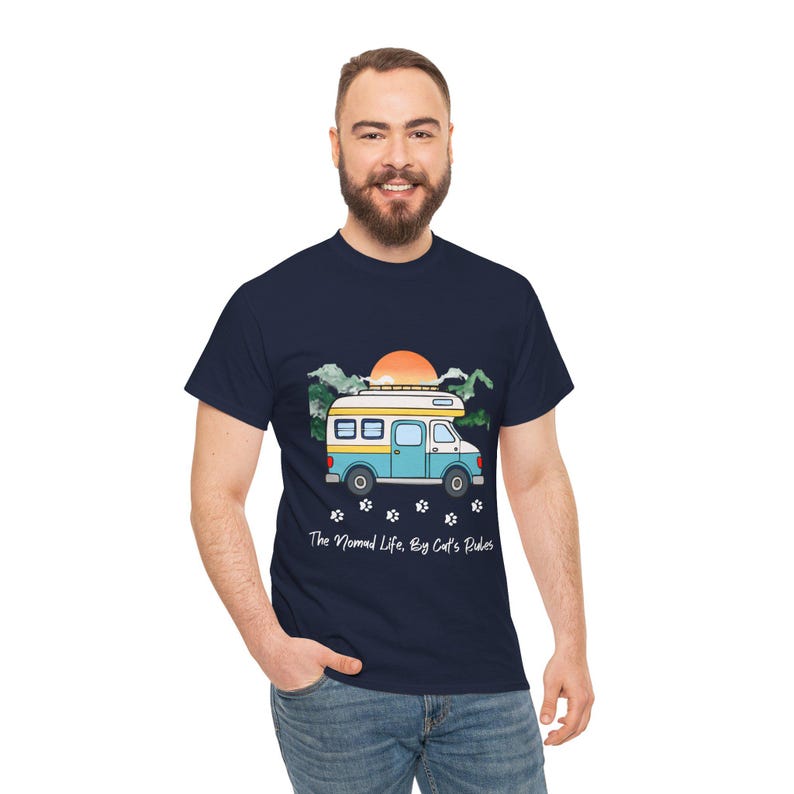 Kattälskare för husbilsresor, nomadliv enligt katter regler-tröja, husbilscamping med katter-tröja, äventyrskattskog grafisk t-shirt rolig nomadlivstopp bild 14