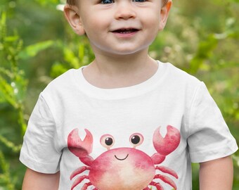 Watercolor Crab Unisex Toddler T-shirt | Cute Sea Life Kids Tee, Ocean Theme Toddler Tee, summer toddler shirt, beach toddler tshirt