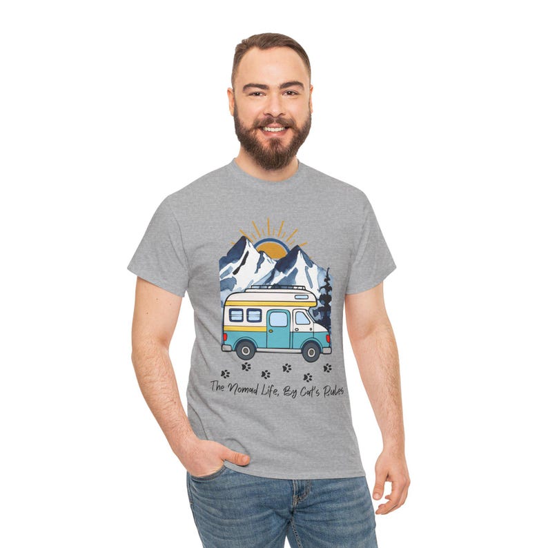 RV reizen kattenliefhebber cadeau, nomad leven door katten regels shirt, camper kamperen met katten tshirt, avontuur kattenbos grafisch T-shirt grappig nomad leven top afbeelding 4