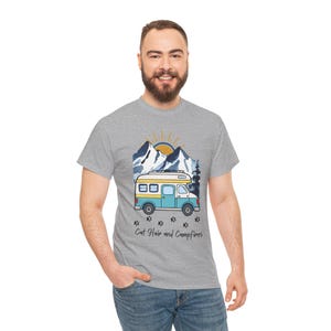 Cat Hair and Campfire Shirt, RV Camping with Cats T-Shirt Funny Cat Lover Adventure Tee Forest and Campfire Graphic Nomad Life Clothing image 4