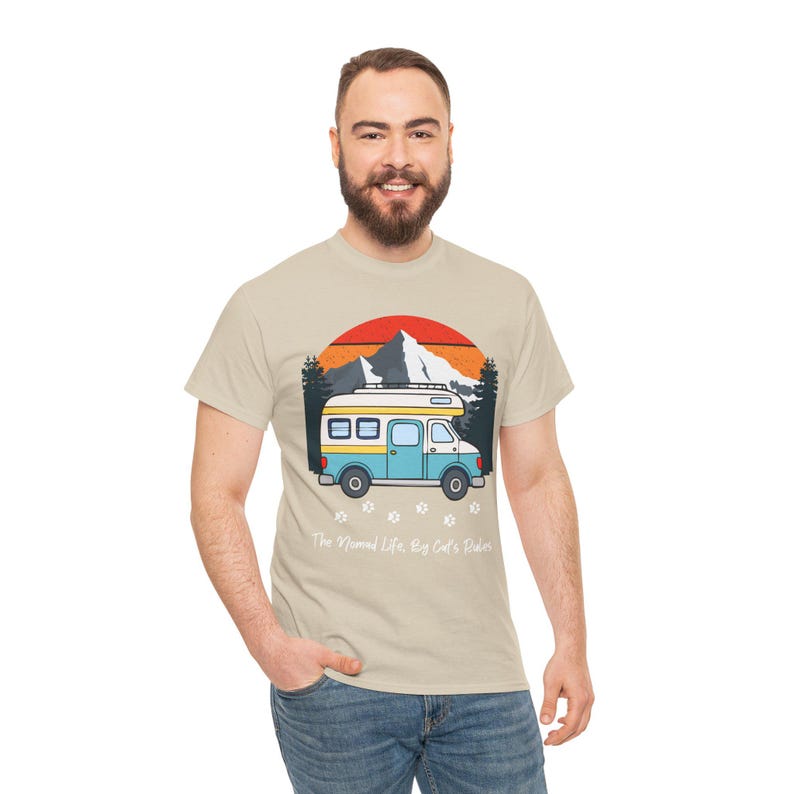 RV Travel Cat Lover Gift, Nomad Life By Cats Rules Shirt, RV Camping With Cats tshirt, Adventure Cat Forest Graphic Tee Funny Nomad Life Top image 4