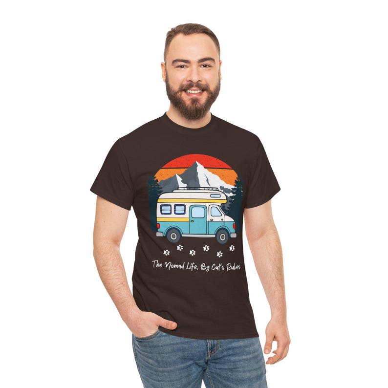 RV Travel Cat Lover Gift, Nomad Life By Cats Rules Shirt, RV Camping With Cats tshirt, Adventure Cat Forest Graphic Tee Funny Nomad Life Top image 9
