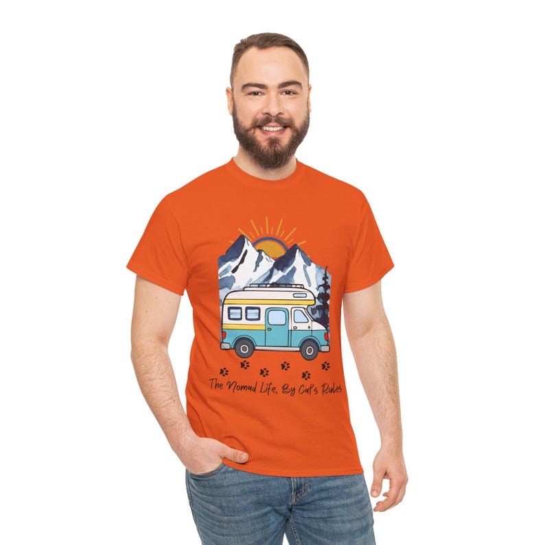 RV reizen kattenliefhebber cadeau, nomad leven door katten regels shirt, camper kamperen met katten tshirt, avontuur kattenbos grafisch T-shirt grappig nomad leven top afbeelding 5