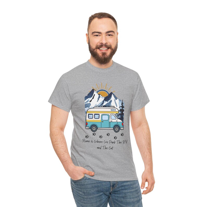 RV Camping With Cats TShirt, Adventure Cat Forest Graphic Tee, Nomad Life Clothing, RV Travel Gift, Outdoor Cat Mama, cat mama shirt image 4