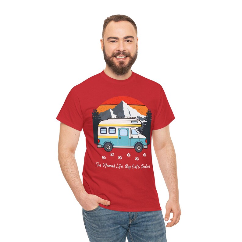 RV Travel Cat Lover Gift, Nomad Life By Cats Rules Shirt, RV Camping With Cats tshirt, Adventure Cat Forest Graphic Tee Funny Nomad Life Top image 16