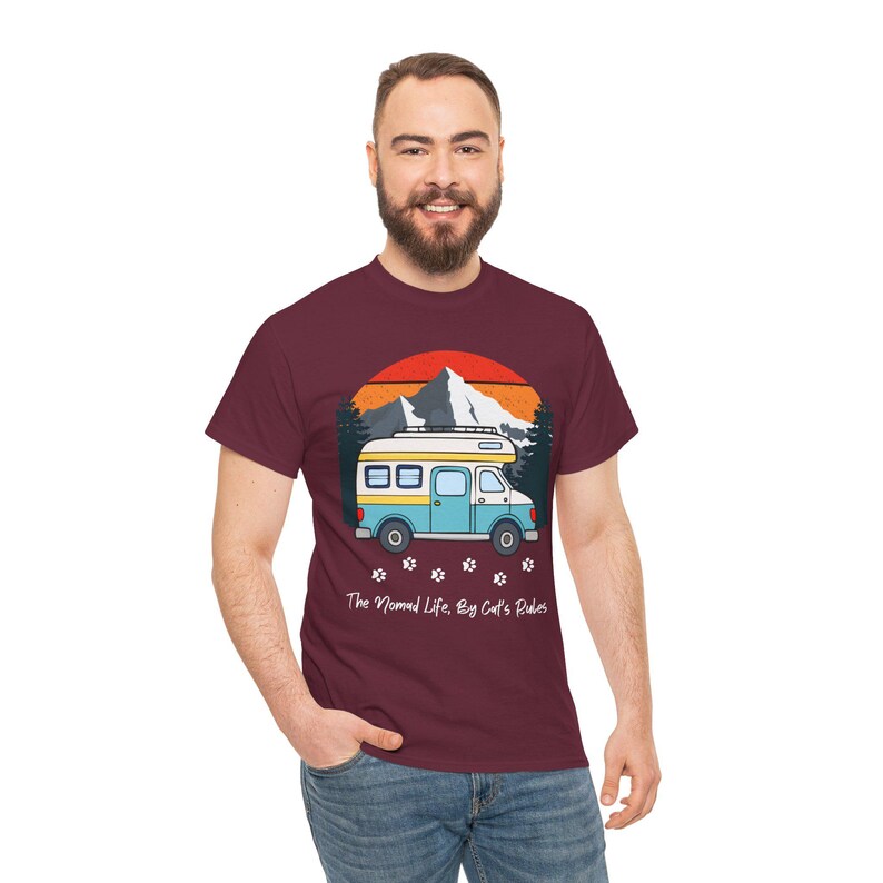 RV Travel Cat Lover Gift, Nomad Life By Cats Rules Shirt, RV Camping With Cats tshirt, Adventure Cat Forest Graphic Tee Funny Nomad Life Top image 8