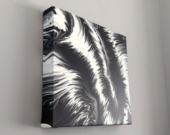 Noir - Original Split Cup Acrylic Pour - 10x10in Canvas