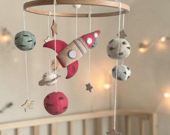 Móvil de fieltro Cosmos, decoración colorida para la habitación del bebé, regalo para baby shower