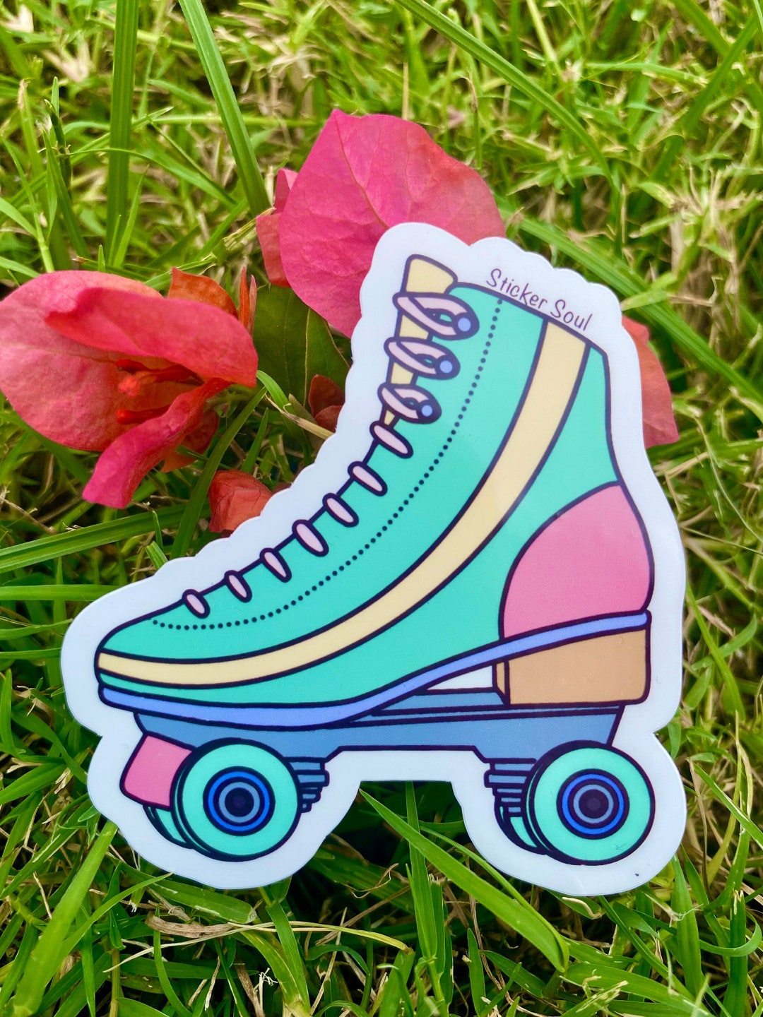 Roller Skate Vinyl Sticker, Holographic Option, Waterproof, for Water