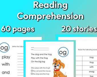 Kindergarten Reading Comprehension Worksheets (60 pages) Homeschool - Preschool - Writing Practice -