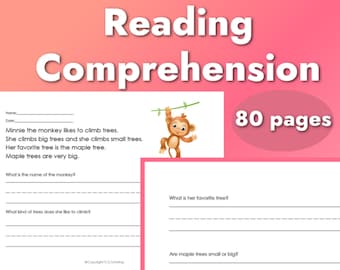 First Grade Reading Comprehension Worksheets (80 pages) Kindergarten - Homeschool - Writing Practice