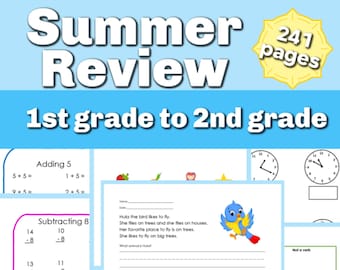 First Grade Summer Review Worksheets - Grade 1 to Grade 2 - Reading Comprehension, Math - Preschool - Kindergarten - Homeschool