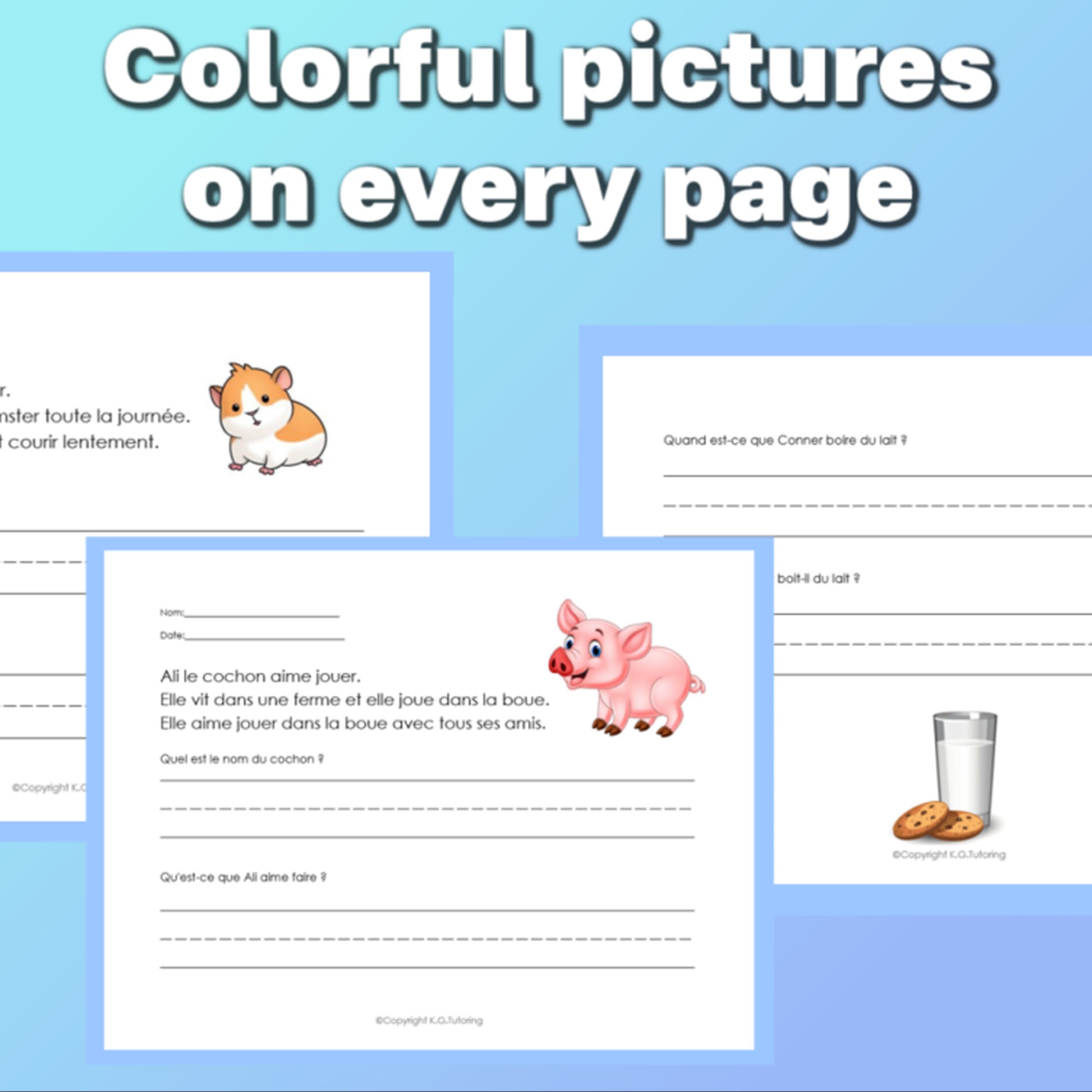 80 Printable French Reading Comprehension Worksheets (first Grade) - Etsy
