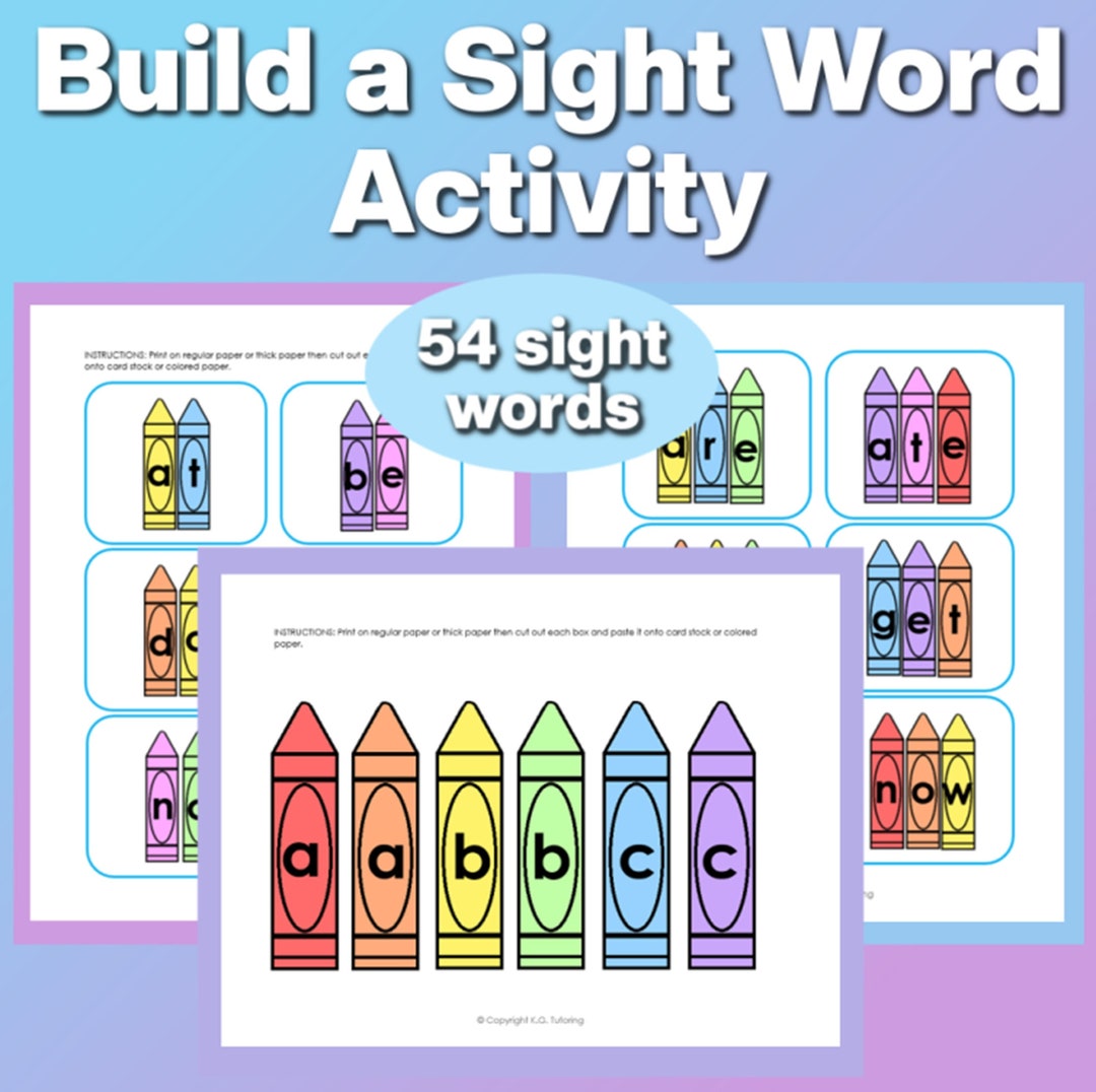 54 Build a Sight Word Activity Worksheets for Kids - Preschool ...