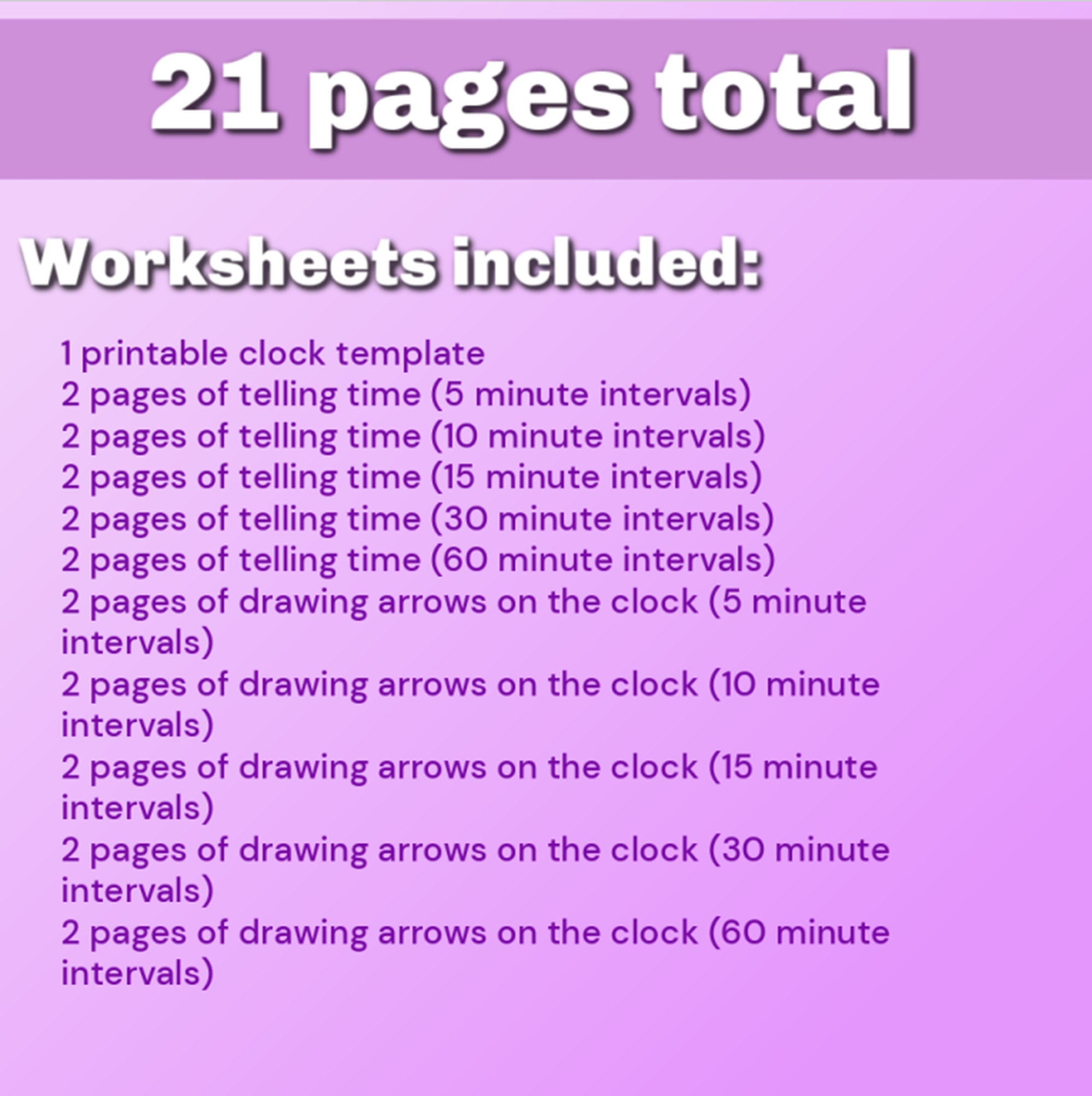 21 Printable Time Worksheets For All Grades 80 Questions Etsy