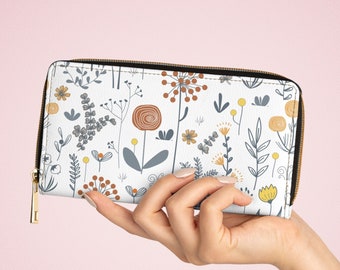 Boho Flower Wallet Faux Leather Wallet For Women Multi Card and Pocket Wallet Travel Wallet Trendy Womens Wallet Stocking Stuffer For Teens