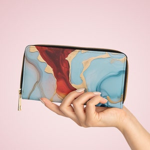 Boho turquesa arco iris cartera multi tarjeta y bolsillo cartera de mujer cartera de cuero sintético media relleno regalo oro cremallera cartera de viaje