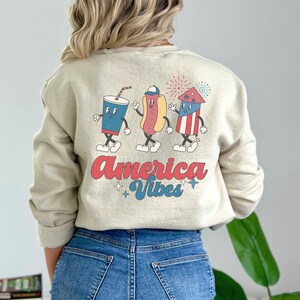 Retro 4th of July Sweatshirt, Vintage Graphic Pullover, Red White and Blue, Oversized Comfy Sweatshirt, Patriotic Graphic Shirt