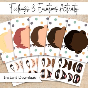 Boys Emotions Activity - Interactive Custom Busy Book Page - Homeschool Printable Morning Menu - Printable Feelings Quiet Book Activities