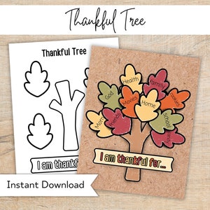 Thankful Tree Activity - Kids Thanksgiving Activity - Thanksgiving Gratitude Tree - Preschool Printable - Preschool Activity Center