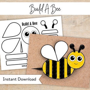 Bee Printable Craft - Build a Bee Spring Activity for Kids - Preschool Spring Printable - Preschool Activity Center - Summer Craft