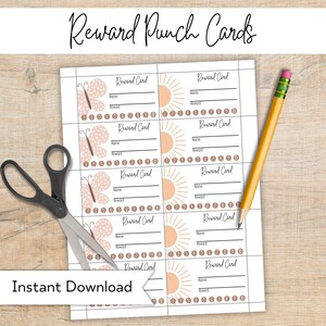 Tarjetas perforadas de recompensa imprimibles para niños - Rastreador de comportamiento personalizado - Rastreador de tarjetas de recompensa de incentivo para el aula - Rastreador de tareas