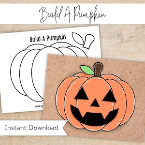 Pumpkin Printable Craft - Build a Pumpkin Fall Activity for Kids - Preschool Printable - Preschool Activity Center - Halloween Craft