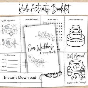 Wedding Activity Book For Kids - Printable Kids Table Activity Book - Coloring Wedding Shower Activities - Printable Wedding Games for Kids