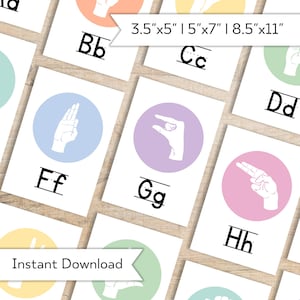 ASL-alfabet-flashcards - afdrukbaar Amerikaans gebarenalfabet - ASL leren - non-verbale communicatiekaarten - ASL voor beginners