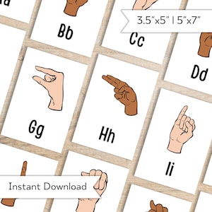 Schede didattiche dell'alfabeto ASL - Schede didattiche stampabili dell'alfabeto della lingua dei segni americana - Impara l'ASL - Schede di comunicazione non verbale - Principianti ASL