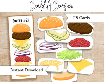 Build a Burger Printable Set: Pretend Play Activity (Instant Download)