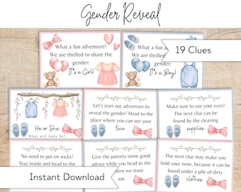 Gender Reveal Scavenger Hunt – Rhyming Clues, Boy or Girl (Printable)