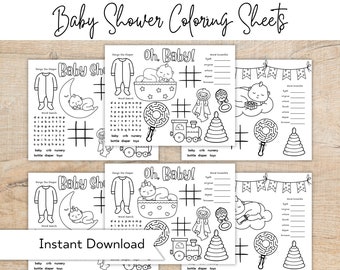 Baby Shower Kids Coloring Sheets - Printable Kids Table Activities - Coloring Baby Shower Activities - Baby Shower Games for Kids