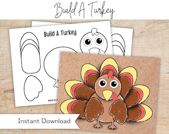 Build a Turkey Craft Printable - Thanksgiving Activity for Kids - Fun ...