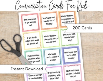 200 Kids Conversation Cards – Family Road Trip Games (PDF Download)