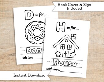 ABC Baby Book - Baby Shower Coloring Activity Keepsake - Personalized Alphabet Coloring Book Baby Shower - Instant Download