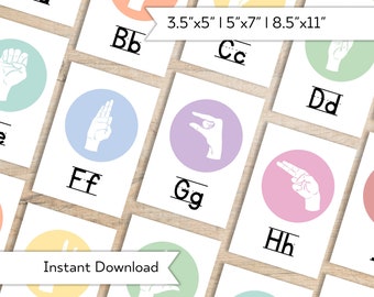 ASL Alphabet Flashcards - Printable American Sign Language Alphabet - Learn ASL -  Nonverbal Communication Cards - Beginners ASL