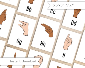ASL Alphabet Flashcards - Printable American Sign Language Alphabet - Learn ASL -  Nonverbal Communication Cards - Beginners ASL