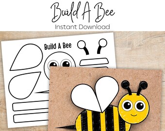 Bee Printable Craft - Build a Bee Spring Activity for Kids - Preschool Spring Printable - Preschool Activity Center - Summer Craft