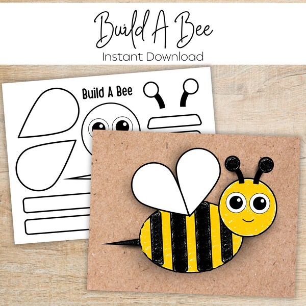 Bee Printable Craft - Build a Bee Spring Activity for Kids - Preschool Spring Printable - Preschool Activity Center - Summer Craft