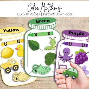 Color Matching Activity for Kids - Homeschool Color Sorting Printable - Printable Preschool Toddler Color Sort - Homeschool Morning Menu