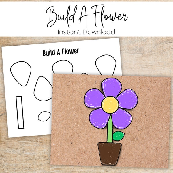 Flower Printable Craft - Build a Flower Spring Activity for Kids - Preschool Spring Printable - Preschool Activity Center - Summer Craft