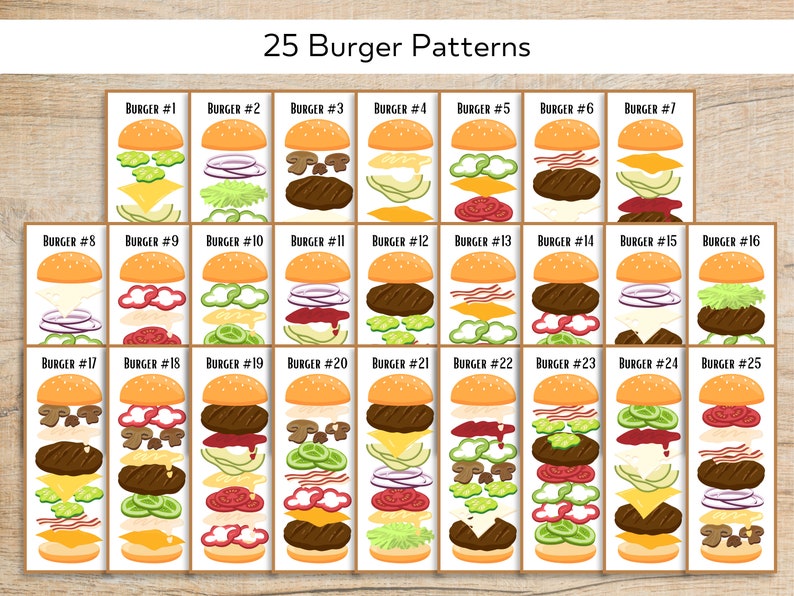 Build a Burger Printable Set: Pretend Play Activity (instant Download ...