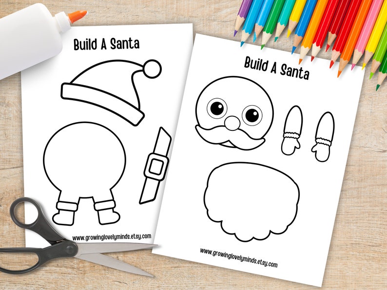 Build a Santa Christmas Craft – Printable Activity (PDF) - Etsy