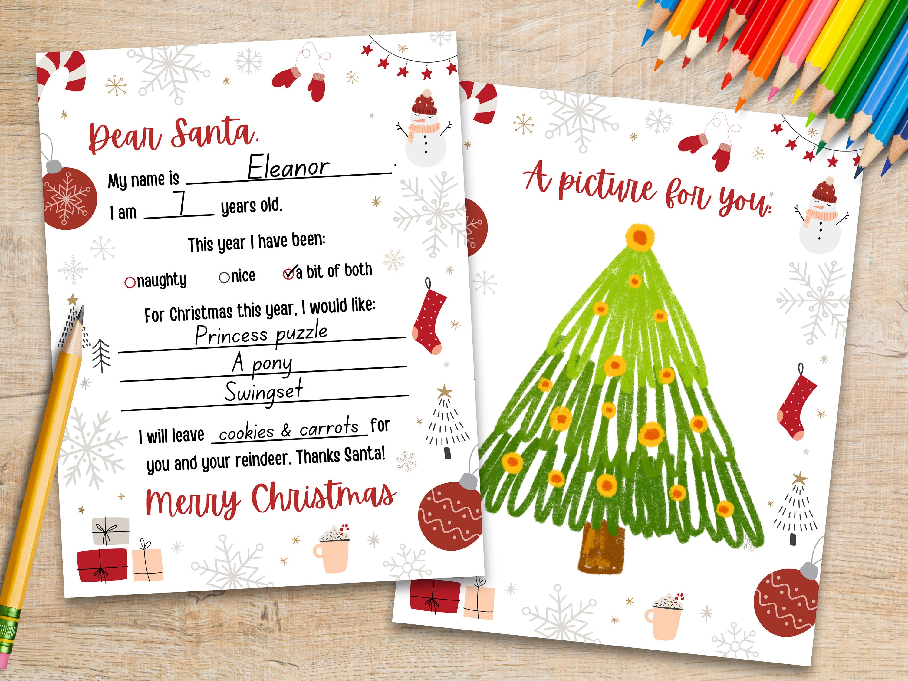 Letter to Santa Printable - Kids Letter to Santa Clause - Christmas ...
