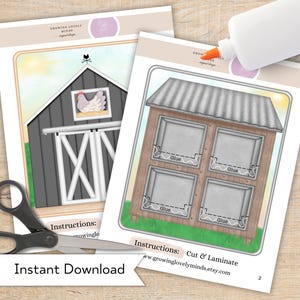 Printable Paper Farm Craft - Printable Farm Animals Cutout Craft - Printable DIY Animal Activity - Build Your Own Dollhouse Farm