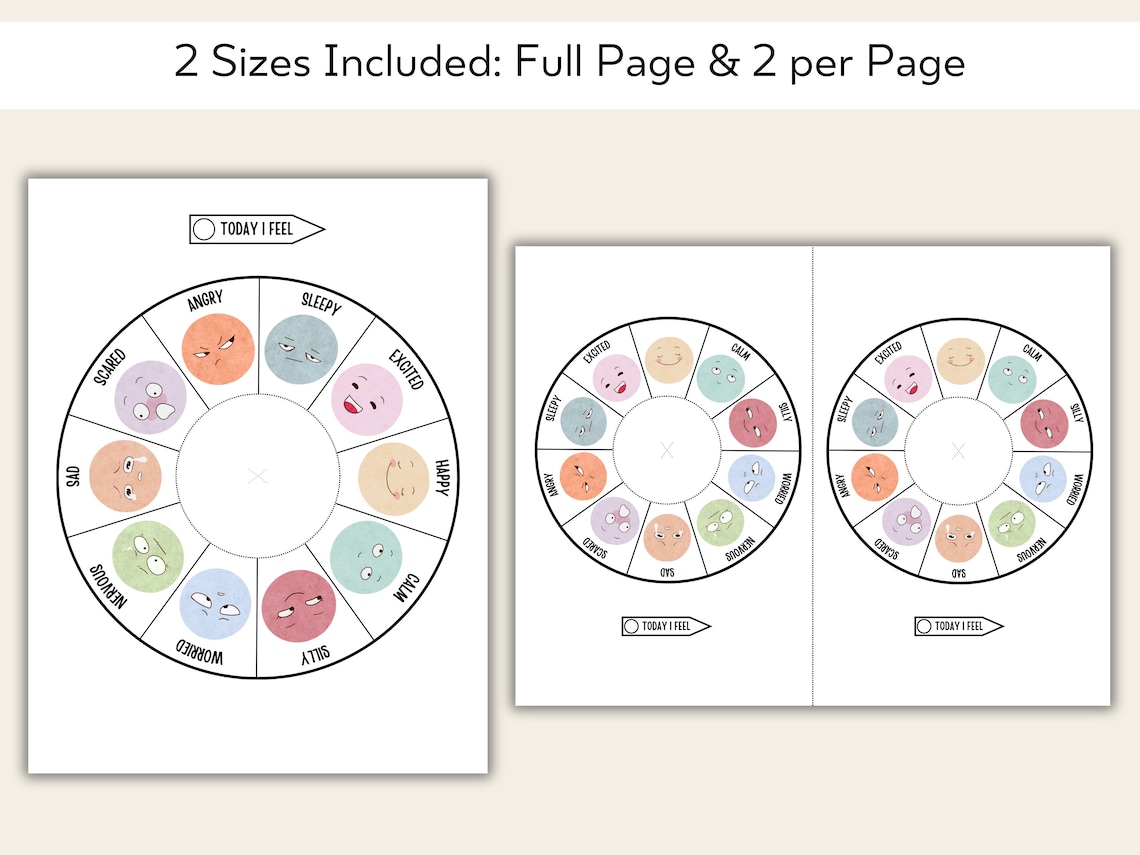Printable Feelings Wheel – Kids Emotions Learning Activity (digital ...