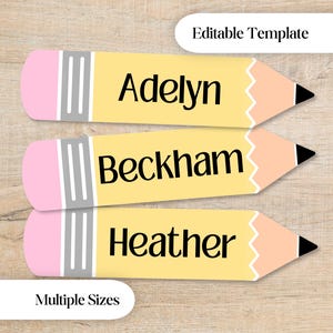 Pencil Name Tags – Editable Classroom Template (Digital Download)