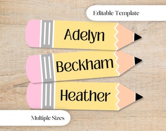 Pencil Name Tags – Editable Classroom Template (Digital Download)