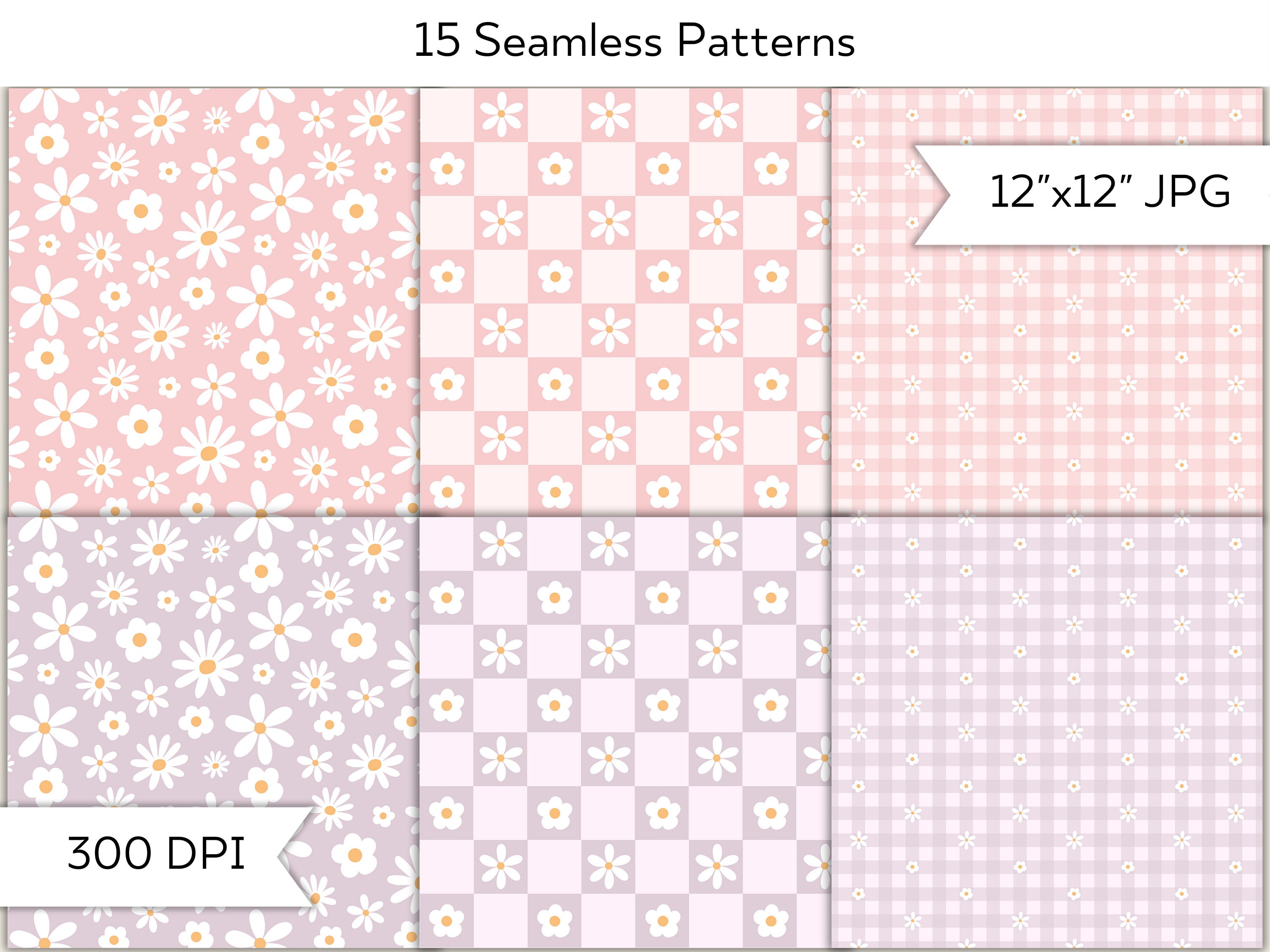 Daisy Seamless Pattern Digital Paper - Pastel Floral Designs (digital ...